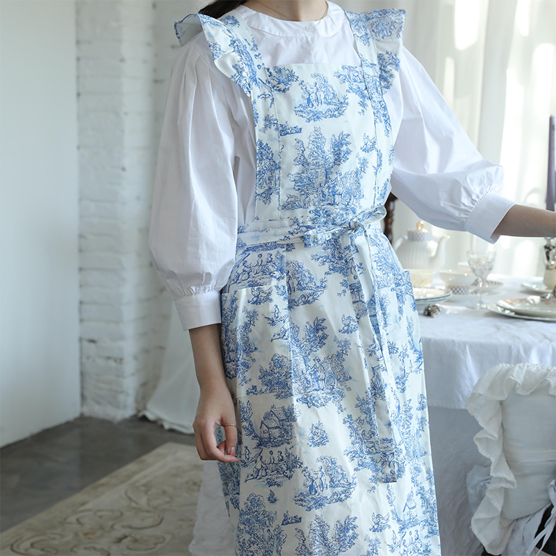 Gardening Tools Women - Long Print Water-resistant Cotton Ruffled Kitchen