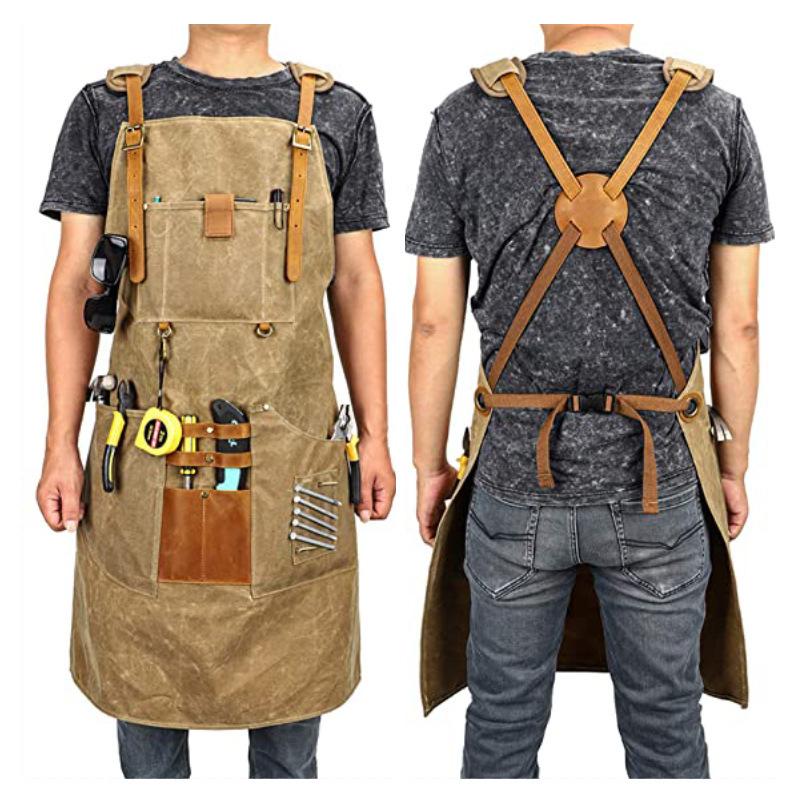 Gardening Tools Logo - Men Canvas Apron Multifunctional Pocket Tool