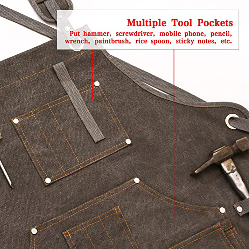 Simple Thickened Canvas Apron  - Gardening Tools Logo review and price
